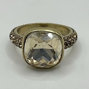 Heidi Daus Ring 8.25 Cushion Cut Light Champagne To Clear Crystals Party